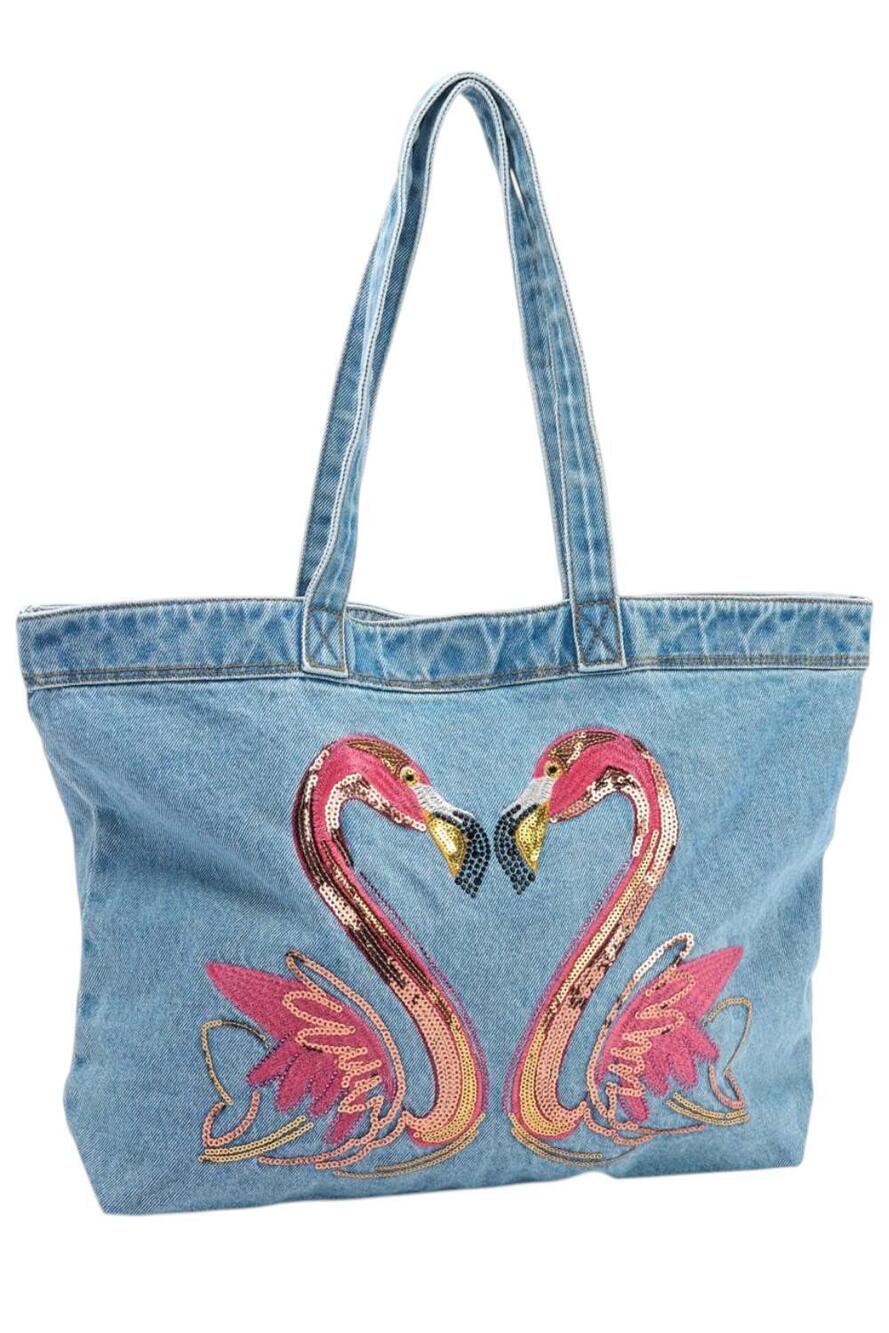 DG2 by Diane Gilman Women's Embellished Denim Tote Bag Chambray